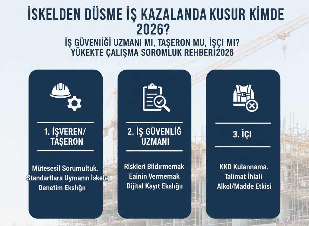 İskeleden Düşme İş Kazalarında Kusur Kimde 2026? İş Güvenliği Uzmanı mı, Taşeron mu, İşçi mi?