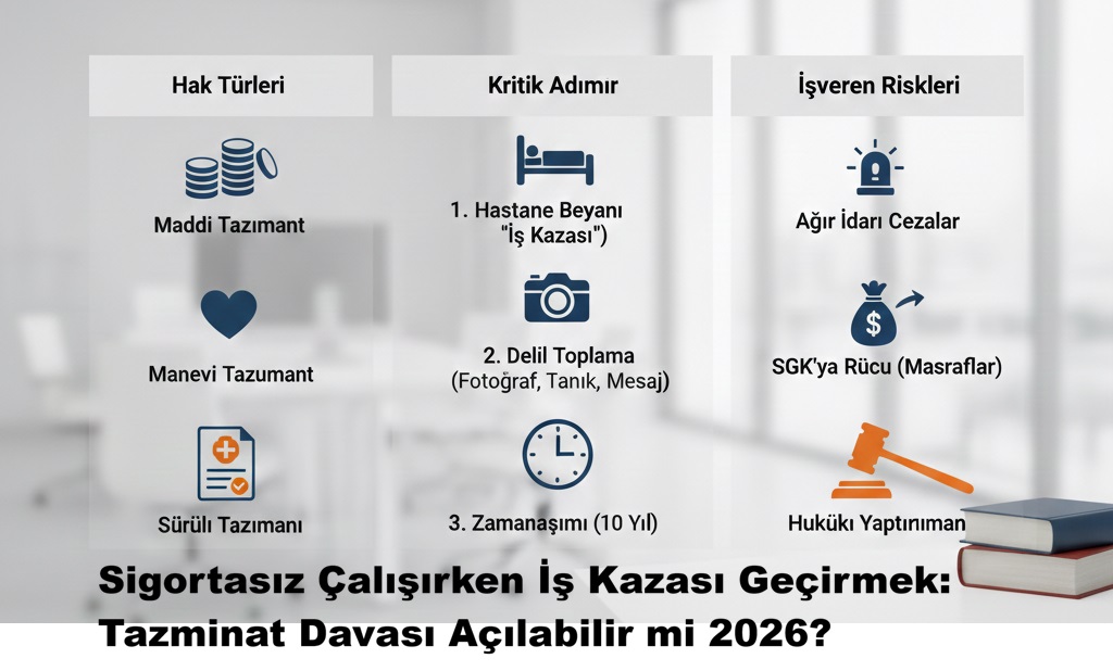 Sigortasız Çalışırken İş Kazası Geçirmek: Tazminat Davası Açılabilir mi 2026?